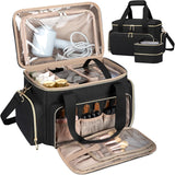 Carica l'immagine nel visualizzatore di Gallery, Ampia trousse per il trucco, organizer portatile da viaggio per il trucco per donne e ragazze con 2 tasche rimovibili e divisori staccabili.