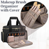 Carica l'immagine nel visualizzatore di Gallery, Ampia trousse per il trucco, organizer portatile da viaggio per il trucco per donne e ragazze con 2 tasche rimovibili e divisori staccabili.