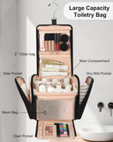 Carica l'immagine nel visualizzatore di Gallery, Borsa da toilette da appendere per donna, borsa da toilette da viaggio, organizer da toilette da tenere in piedi con gancio, grande borsa per trucchi e cosmetici, organizer da toilette portatile da appendere