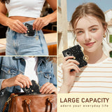 Carica l'immagine nel visualizzatore di Gallery, Portafoglio da donna Sun and Moon RFID, piccolo e sottile per carte di credito, in pelle PU, con cerniera, tasca portamonete e finestra per documento d'identità, per donne, ragazze e adolescenti.